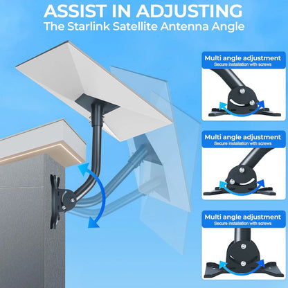 Gen 3 Mount Kit for Starlink by BACKUPMYFILESNOW.COM®, adjustable wall and roof mounting bracket for V3 and V4 Starlink dishes