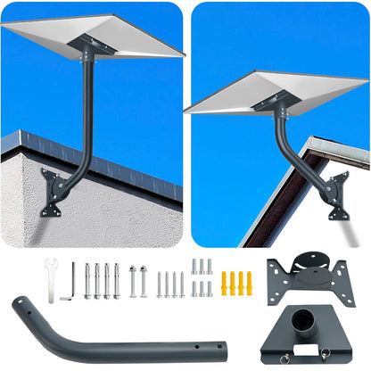 Gen 3 Mount Kit for Starlink by BACKUPMYFILESNOW® showing 360° adjustable wall and roof antenna mounting bracket for V3 and V4 Starlink dishes.