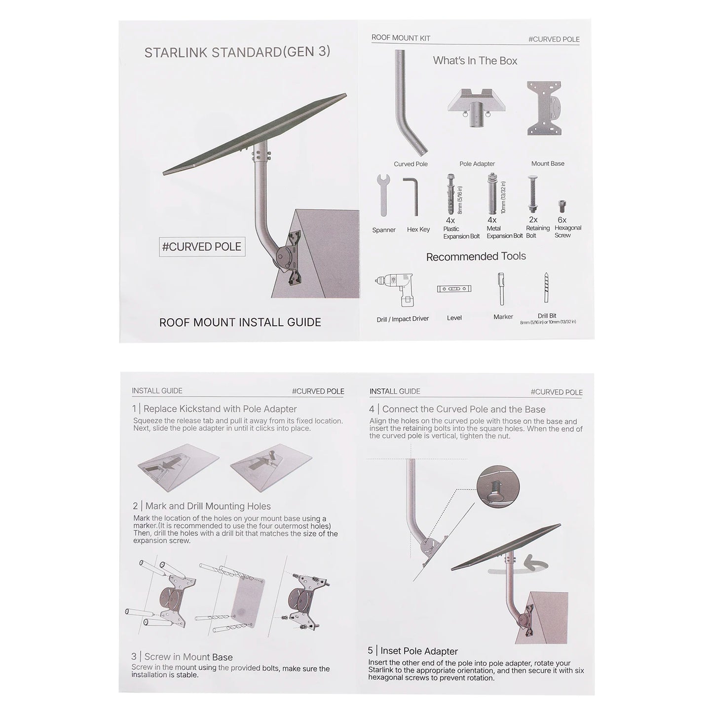 Gen 3 Starlink mount kit by BACKUPMYFILESNOW.COM® for V3 and V4 dishes, adjustable wall and roof antenna mounting bracket.
