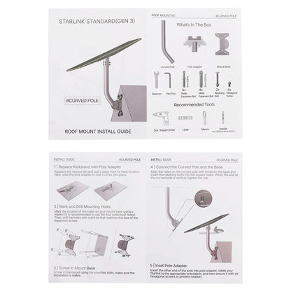 Gen 3 Starlink mount kit by BACKUPMYFILESNOW.COM® for V3 and V4 dishes, adjustable wall and roof antenna mounting bracket.