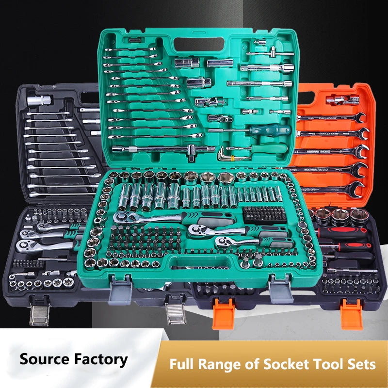 40-piece chrome vanadium steel socket set with ratchet and hard case, ideal for auto and motorcycle repair DIY tools