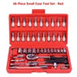 40-piece chrome vanadium steel socket set with hard case, ratchet hand tools for auto and motorcycle repair DIY projects.