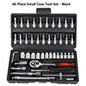 Chrome Vanadium Steel 40-piece socket set with ratchet and hard case for auto and motorcycle repair DIY tools.