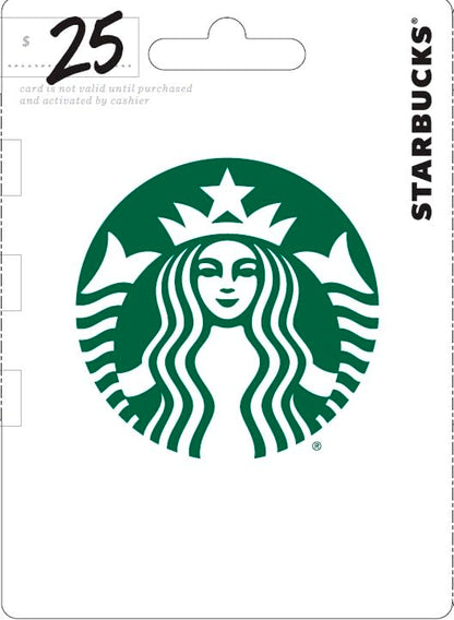 Starbucks $50 physical gift card with BACKUPMYFILESNOW.COM® branding, featuring the Starbucks logo and gift card design.