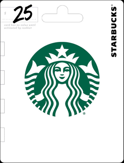 Starbucks physical gift card worth $50 from BACKUPMYFILESNOW.COM®, featuring Starbucks branding and designed for gifting.