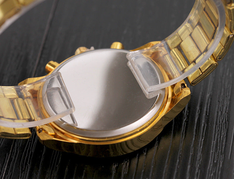 Gold Geneva Classic stainless steel women's quartz watch with a sleek round dial and elegant design.