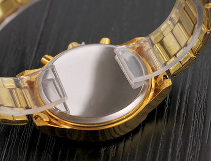 Gold Geneva Classic stainless steel women's quartz watch with a sleek round dial and elegant design.