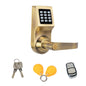 Gold Smart Anti-Theft Security Password Lock with Safety Rope by BackupMyFilesNow.com, featuring digital keypad and durable design.