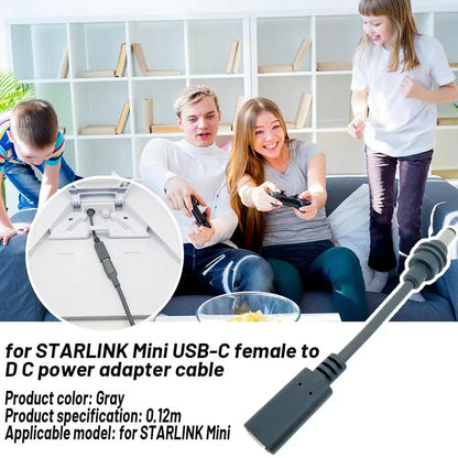 Starlink Mini USBC Female to DC Power Adapter 12cm waterproof cable for outdoor use, high-quality DC plug by BACKUPMYFILESNOW.COM®