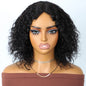 Gray short Afro kinky curly bob wig for women, middle part, 100% human Brazilian Remy hair, glueless daily wig.