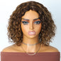 Gray short Afro kinky curly bob wig with middle part, 10 inches, Brazilian Remy human hair, glueless daily wig for women.