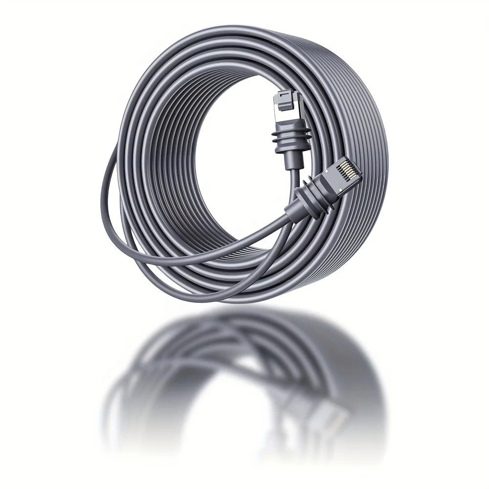 Gray Starlink Gen 3 Ethernet extension cable, 15m, high-speed 2000Mbps replacement cable for Starlink V3 Mini.