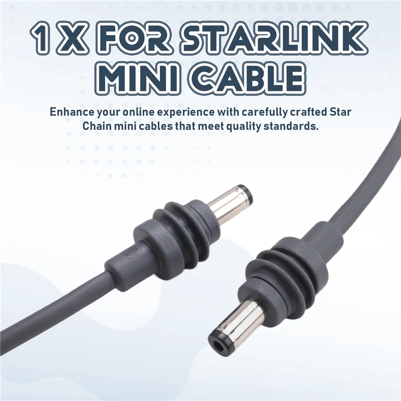 Gray 2-meter waterproof DC to DC extension cable for Starlink Mini, compatible with SpaceX Starlink Mini satellite internet system.