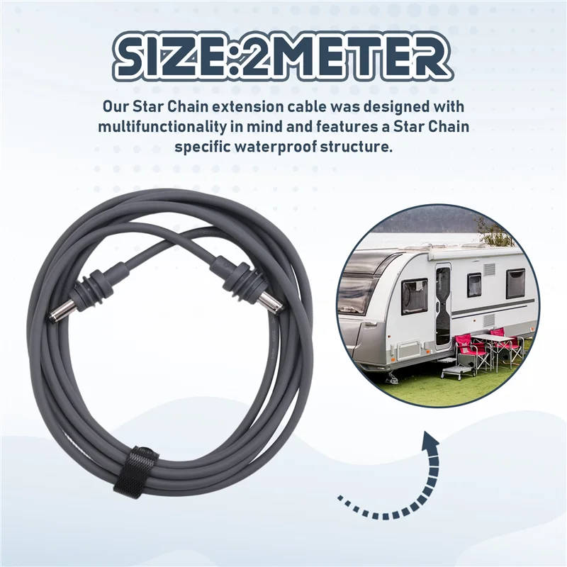 Gray 2-meter Starlink Mini DC to DC extension cable, waterproof power cable for Starlink SpaceX, by BACKUPMYFILESNOW.COM®