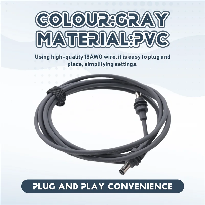 Gray 2-meter Starlink Mini DC to DC extension cable by BACKUPMYFILESNOW.COM®, waterproof, designed for Starlink Spacex mini power connection.
