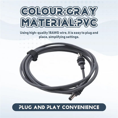 Gray 2-meter Starlink Mini DC to DC extension cable by BACKUPMYFILESNOW.COM®, waterproof, designed for Starlink Spacex mini power connection.