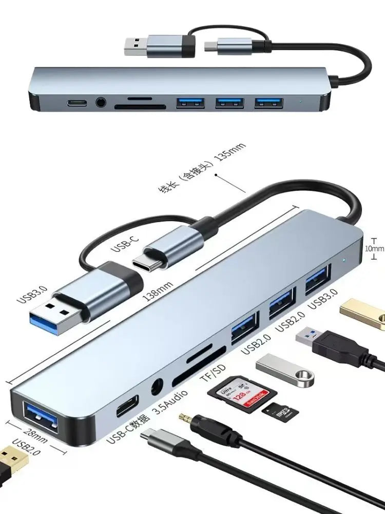 Gray 3-in-1 USB-C Hub by BackupMyFilesNow.com with PD100W, 4K HDMI, and USB 3.0 ports for versatile device connectivity.