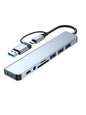 Gray 3-in-1 USB-C hub with PD 100W, 4K HDMI, and USB 3.0 ports for versatile device connectivity.