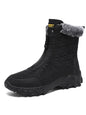 Gray men's waterproof winter boots with plush lining, non-slip sole, suitable for outdoor hiking, snow, and work conditions.