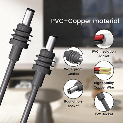 Gray 5-meter waterproof Starlink Mini DC to DC extension cable by BACKUPMYFILESNOW.COM®, designed for Starlink Spacex Mini power connection.
