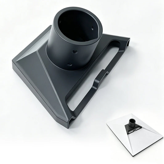 Gray zinc alloy Starlink V3 mount bracket by BACKUPMYFILESNOW.COM® for stable roof and RV installation of satellite dish.
