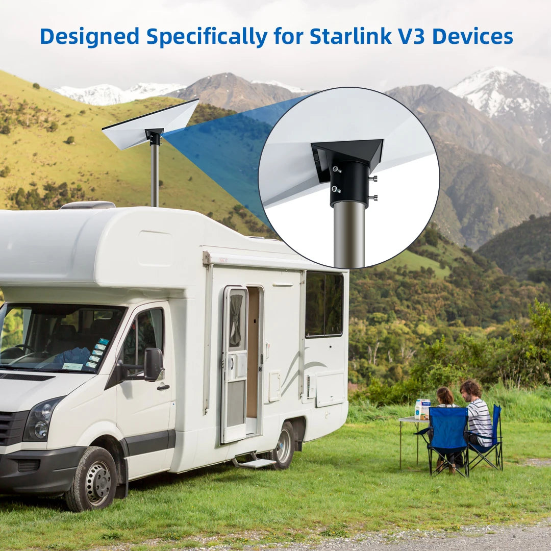 Gray zinc alloy Starlink V3 mount bracket by BACKUPMYFILESNOW.COM for stable roof and RV installation, anti-rust design.