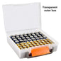Gray battery storage organizer from BackupMyFilesNow.com holds 72 AA and AAA batteries, ideal for garage or home drawer organization