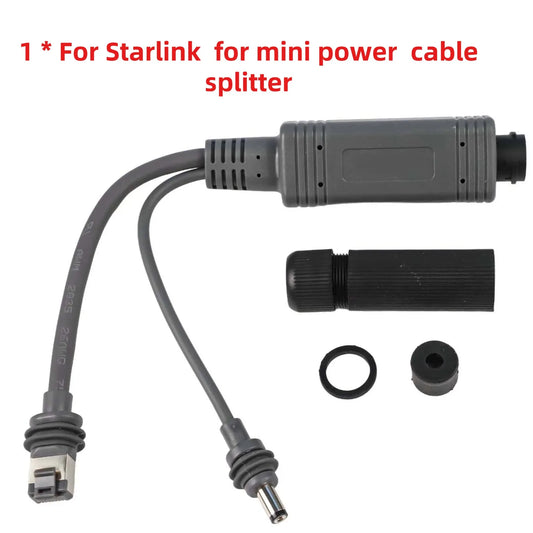 Gray IP68 waterproof power cable splitter for Starlink Gen Mini, 48V 2.5A outdoor connector adapter by BACKUPMYFILESNOW.COM®.