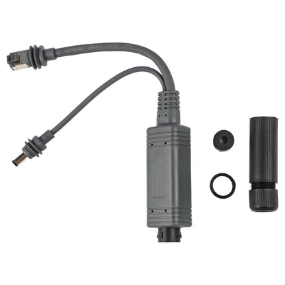 Gray IP68 waterproof power cable splitter for Starlink Gen Mini, designed for outdoor 48V 2.5A connections with waterproof connectors.