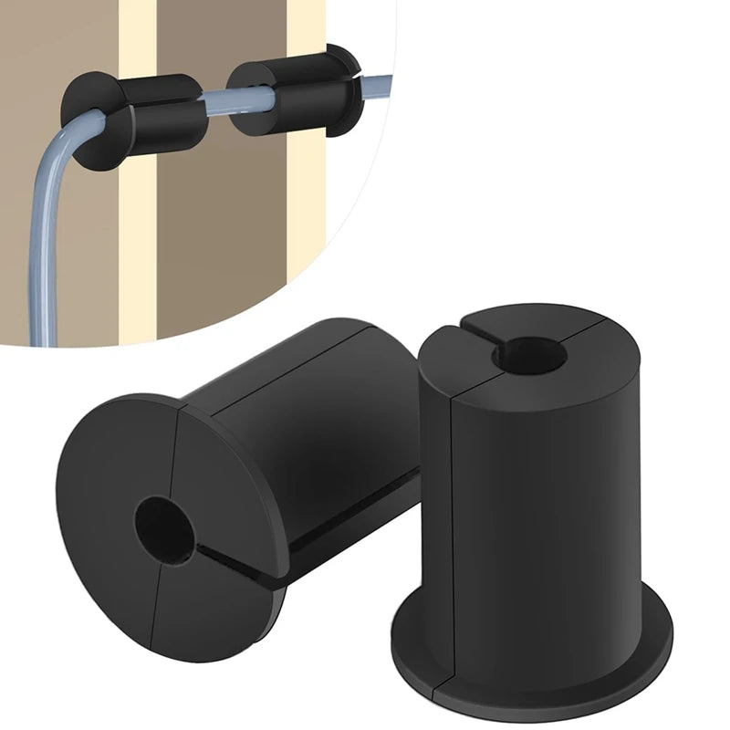 Black 2-piece cable routing kit for Starlink Ethernet cables with wall grommet and silica gel from BACKUPMYFILESNOW.COM®