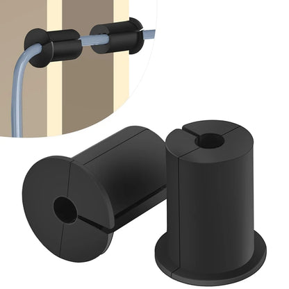 Black 2-piece cable routing kit for Starlink Ethernet cables with wall grommet and silica gel from BACKUPMYFILESNOW.COM®