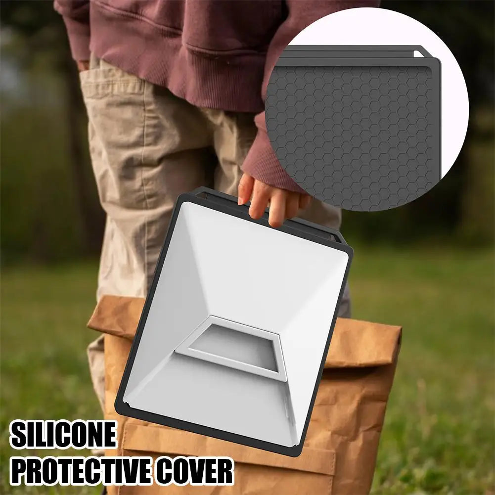 Gray silicone protective cover for Starlink Mini, anti-fall, anti-slip, waterproof, washable outdoor shell by BACKUPMYFILESNOW.COM®