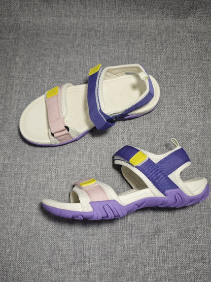 Gray women's summer sandals by BACKUPMYFILESNOW.COM® with shock absorption, anti-slip sole, lightweight comfort, and slip-on casual style.