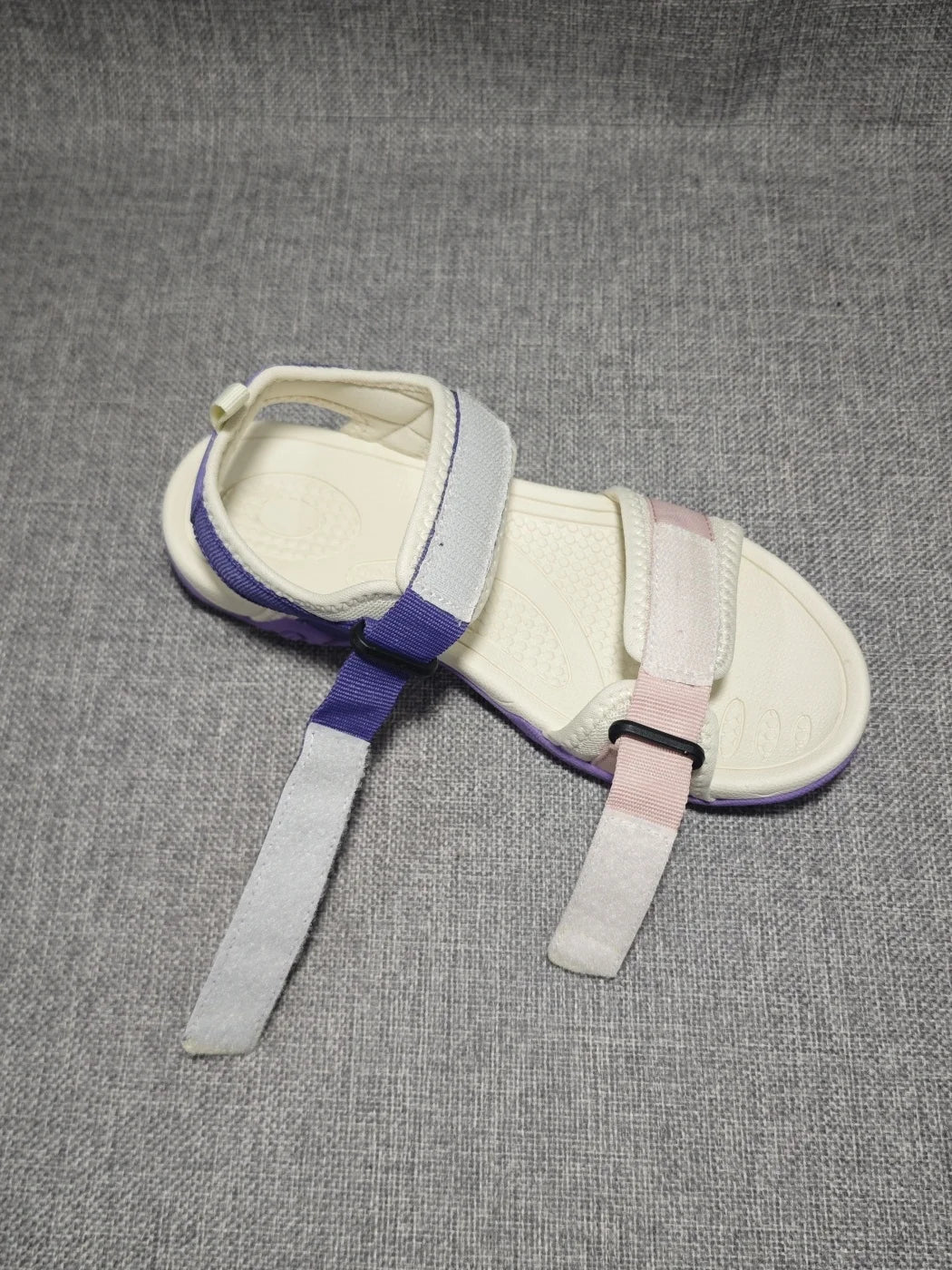 Gray women's summer sandals by BACKUPMYFILESNOW.COM® with shock absorption, anti-slip sole, lightweight design, and slip-on comfort.