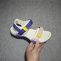 Gray women's flat summer sandals with shock absorption, anti-slip sole, lightweight comfort, slip-on design, ideal for beach and travel.
