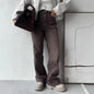 Gray retro loose casual pants for women, high-waist, four seasons, versatile straight-leg jeans by BackupMyFilesNow.com