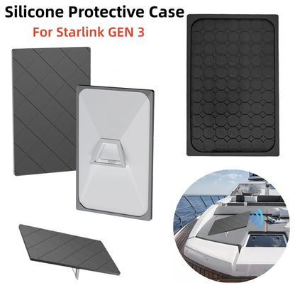 Gray silicone protective case for Starlink Gen 3 antenna, shockproof and anti-scratch cover from BackupMyFilesNow.com.