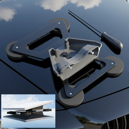 Gray Starlink Mini satellite car mount with magnetic roof bracket, portable and compatible with Starlink Mini accessories.