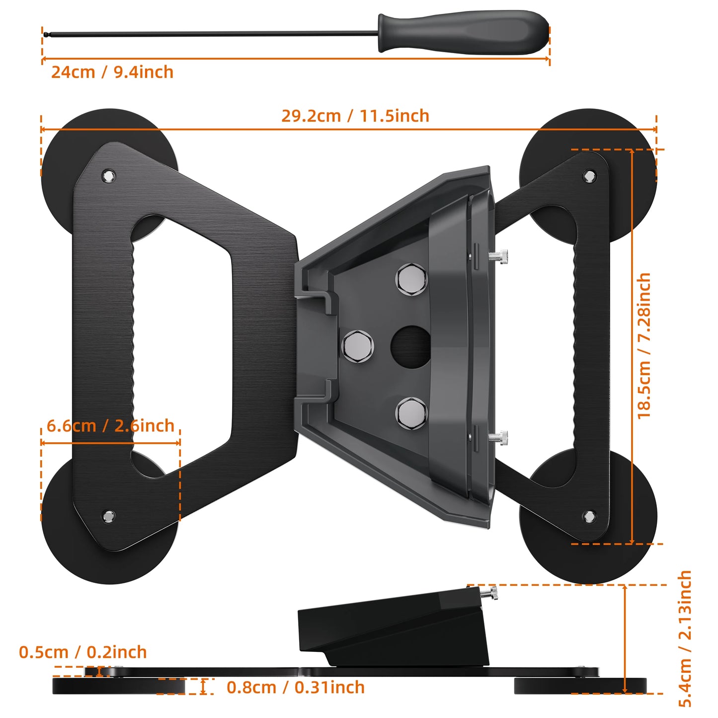 Gray Starlink Mini satellite car mount with magnetic roof bracket for portable Starlink satellite internet accessories.