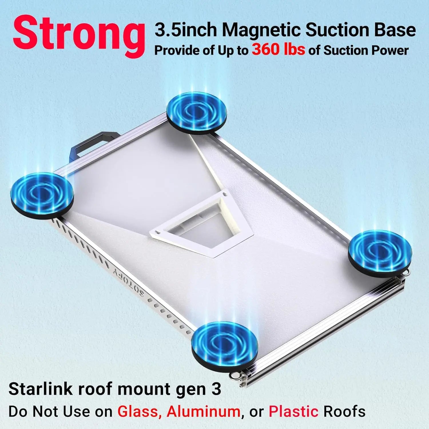 Gray Starlink Mini magnetic mount with rotatable base, strong hold, and frame protection for car and RV installation.