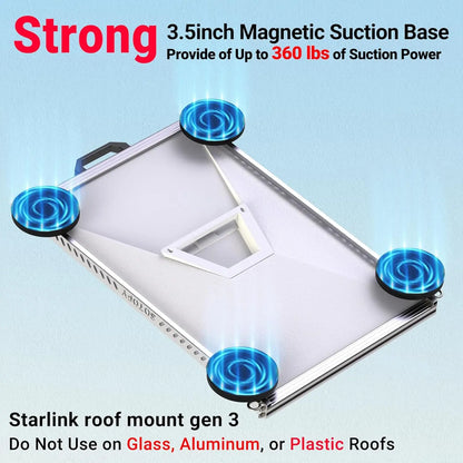 Gray Starlink Mini magnetic mount with rotatable base, strong hold, and frame protection for car and RV installation.
