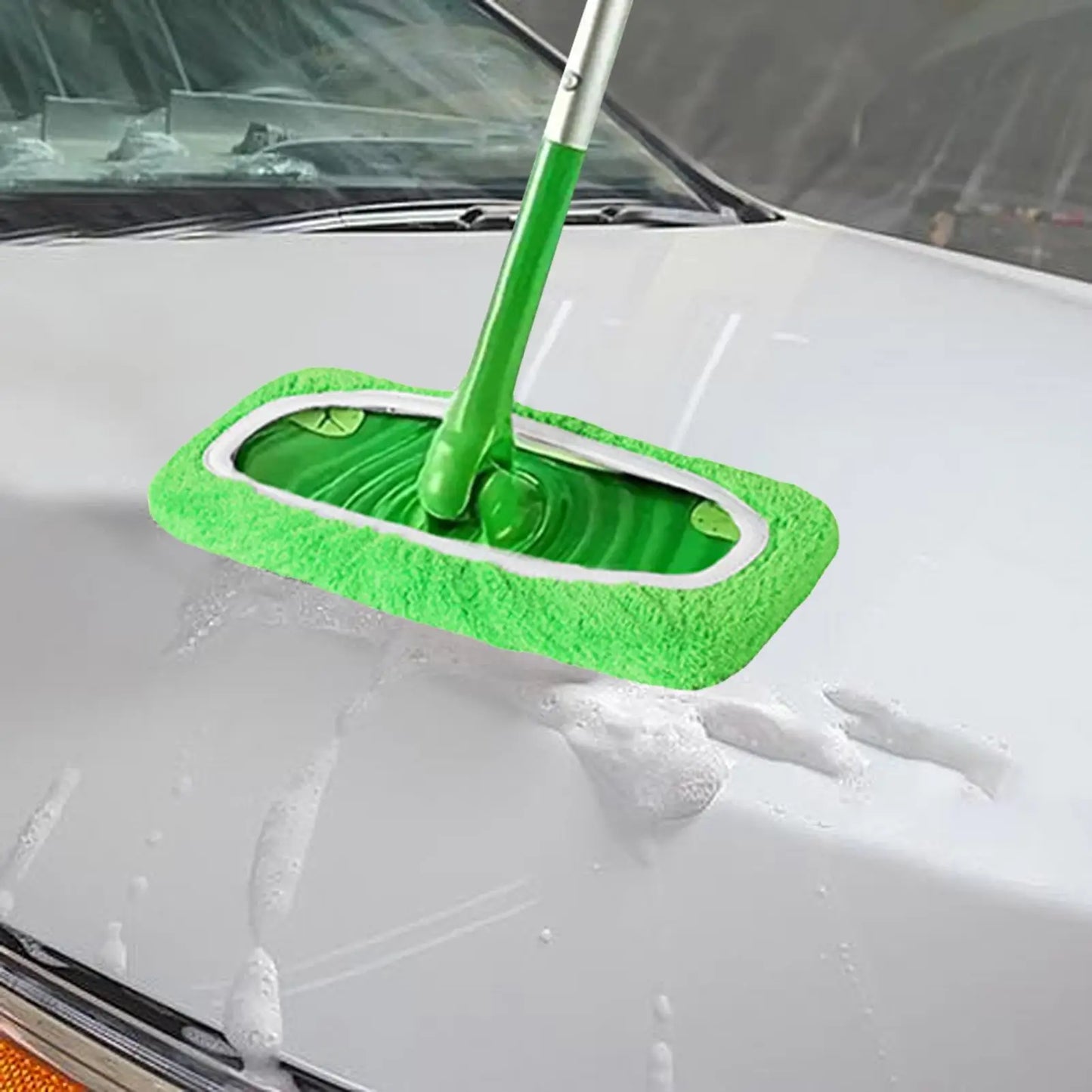 Gray reusable microfiber Swiffer wet and dry mop cover by BACKUPMYFILESNOW.COM®, designed for flat mops and easy washing.