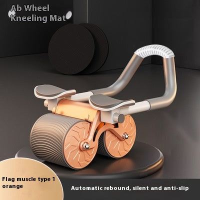 Gray Automatic Rebound Abdominal Wheel by BackupMyFilesNow.com with black handles and compact design for core workouts.