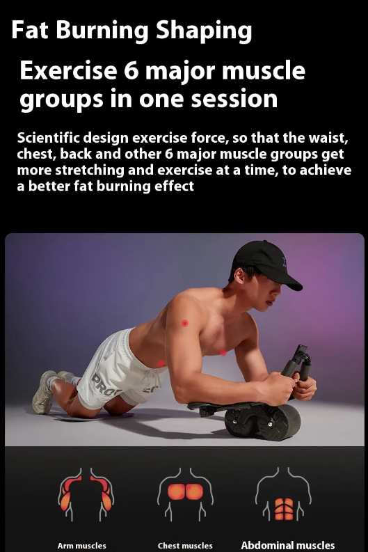 Gray Automatic Rebound Abdominal Wheel designed for core workout, featuring a compact, durable handle and smooth rolling mechanism.