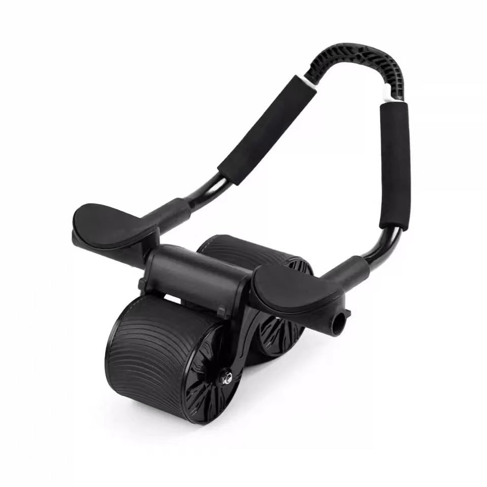 Gray Automatic Rebound Abdominal Wheel with ergonomic handles for core exercise and abdominal workouts.