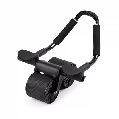 Gray Automatic Rebound Abdominal Wheel with ergonomic handles for core exercise and abdominal workouts.