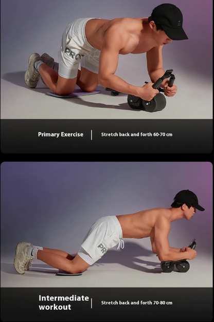 Gray Automatic Rebound Abdominal Wheel by BackupMyFilesNow.com with handle grips and sturdy frame for core workouts.
