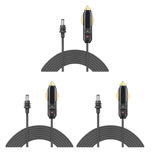Gray and black 5m Starlink Mini DC power cable for satellite, IP68 car charger power supply, 18AWG, durable and weatherproof.