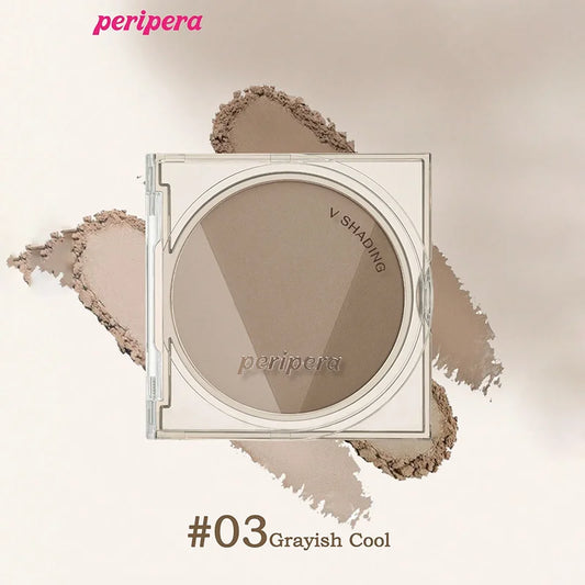 K-beauty V Shading Contour Matte Powder Palette with natural gradation, light bronzer, smooth velvet texture for facial contouring.