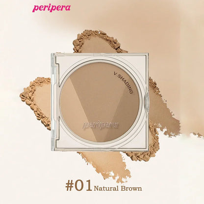 K-beauty V Shading Contour Matte Powder Palette with natural gradation, light bronzer, and smooth velvet texture for facial contouring.